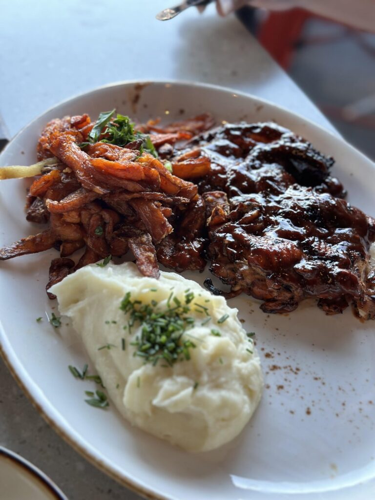 (OC) BBQ Chicken, Garlic Mash, Sweet Potato Fries, Tri-Tip, Creamed Corn, Potato Salad, Rib Sandwich, and Mac n Cheese from Gus’s BBQ for 4th of July