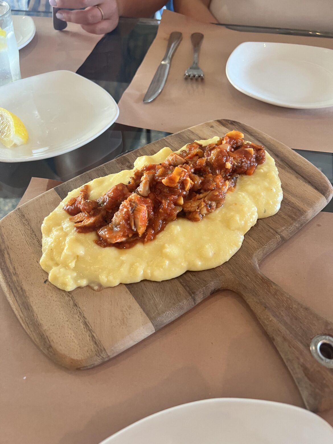 Polenta board with ragu. I guess these are a thing.