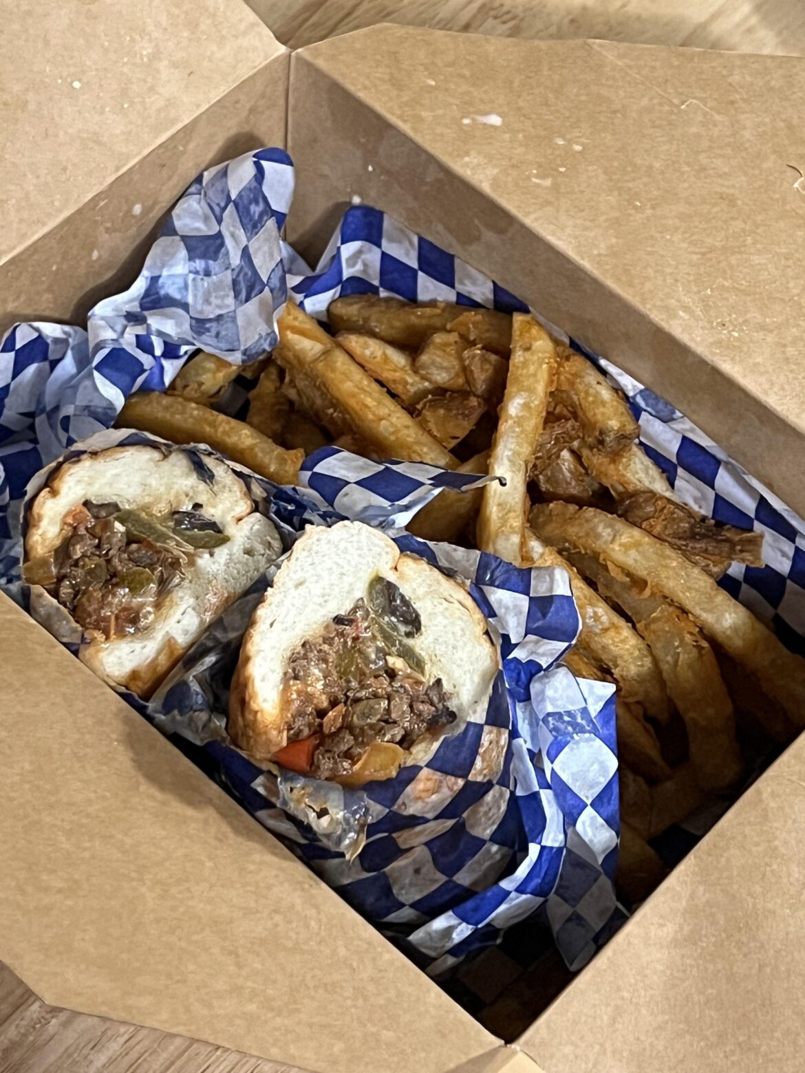 Philly Boyz in Sherman Oaks: the Spicy LA Philly sandwich with house-made cheese whiz and fries