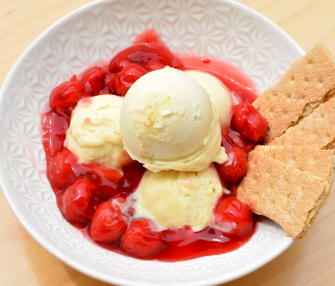 237 calories for my cherry pie inspired high protein ice cream with graham crackers for "crust"