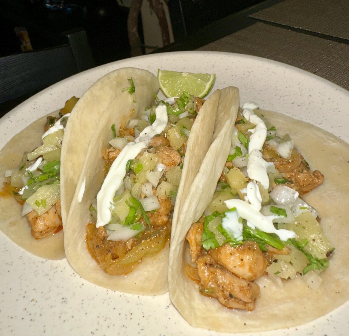 One Pan Pineapple Salsa Chicken Tacos