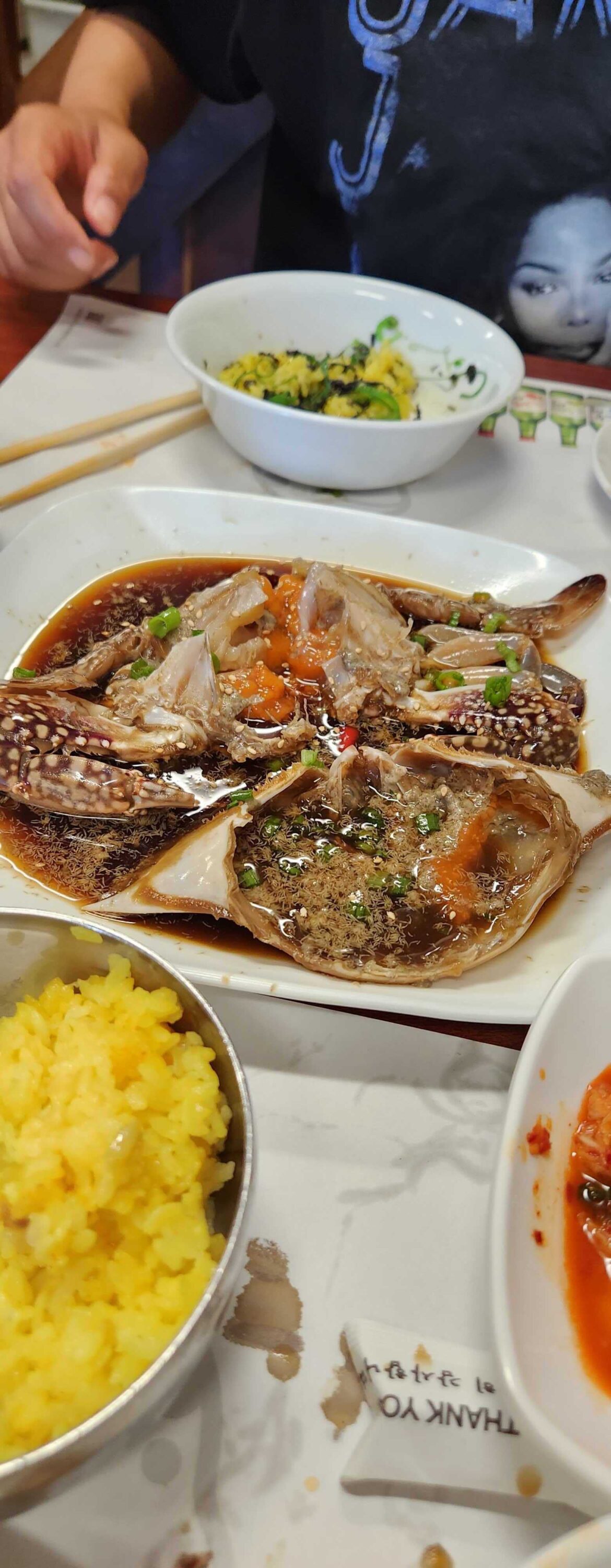 Raw crab, bossam (boiled pork), crab mixed with rice - Crab House, Koreatown