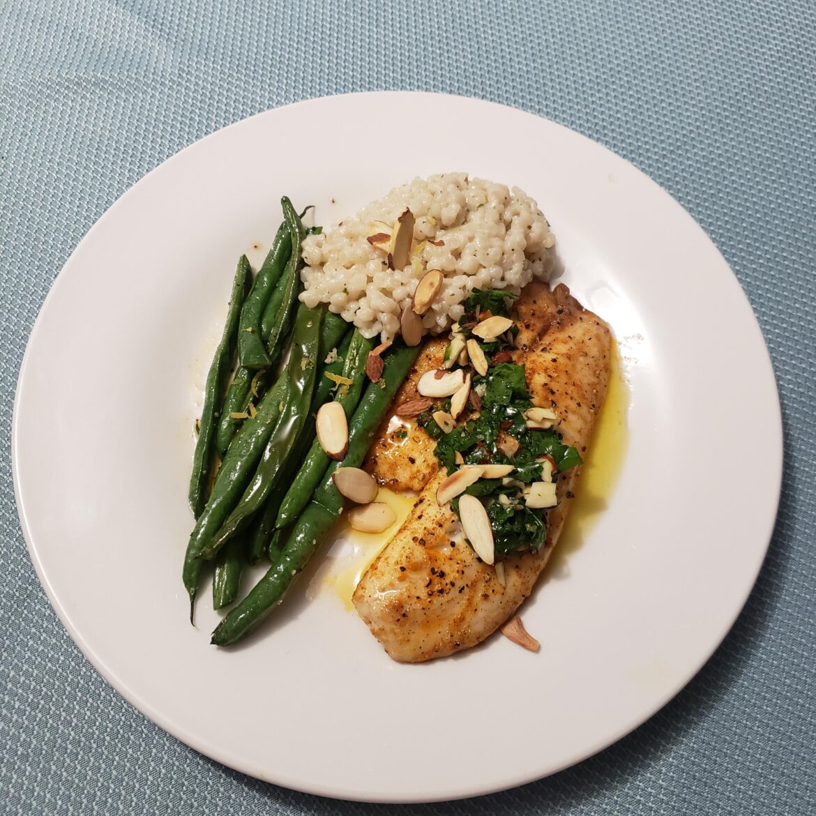 Tilapia with Almond-Parsley Gremolata