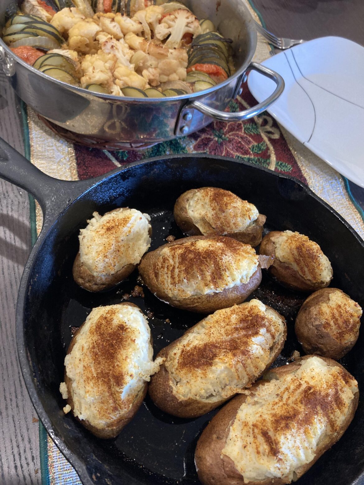 Twice baked potatoes and ratatouille