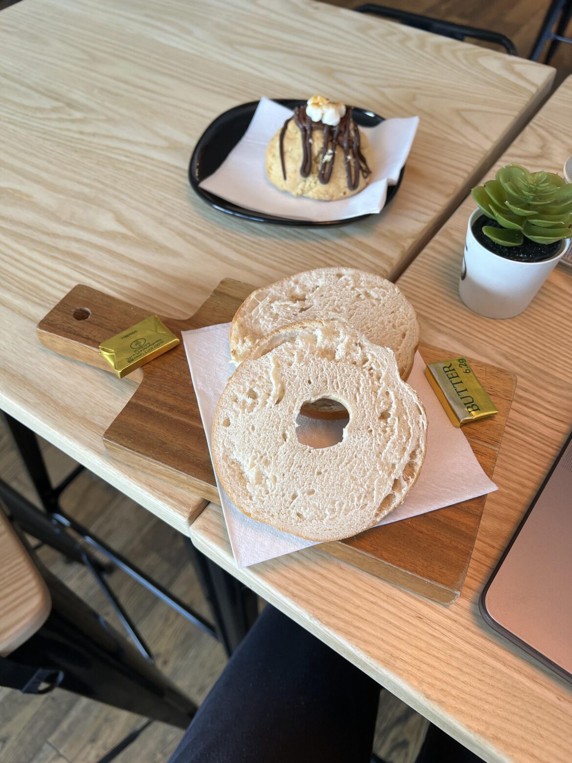 Bagel on a chopping board