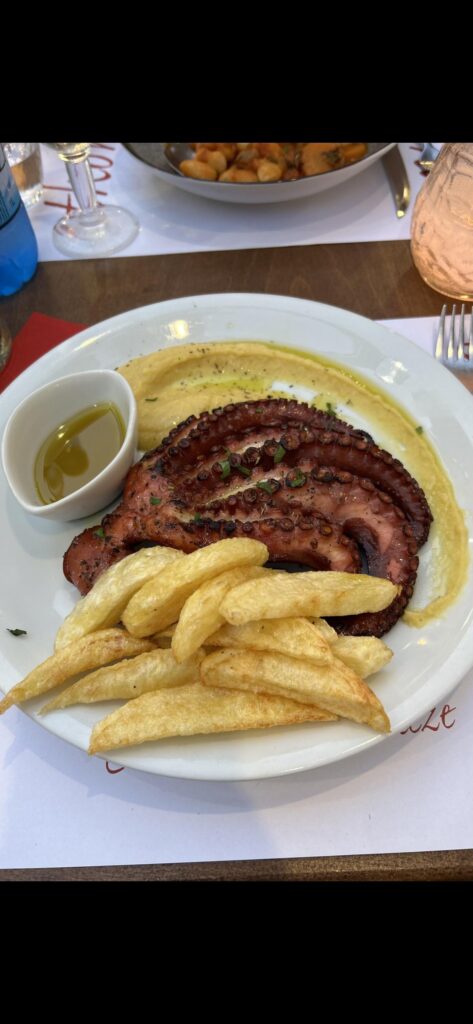 Octopus with Fries in Greece