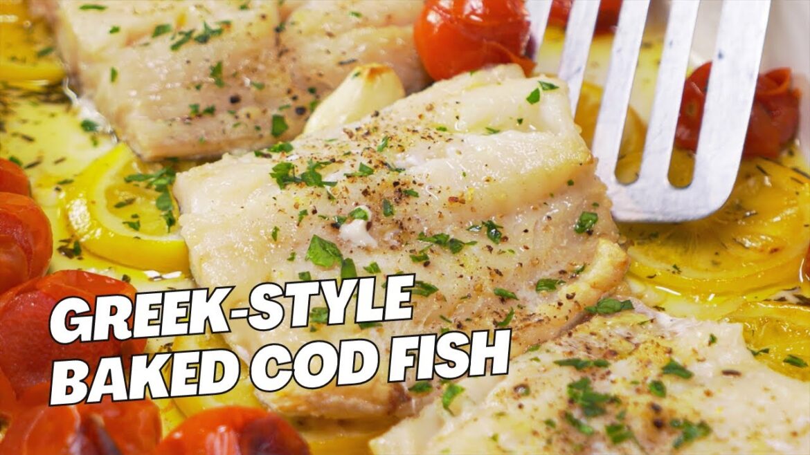 Greek-Style Baked Cod Fish in 20 Minutes. Easy & Tasty Dinner. Greek Food Recipe by Always Yummy!