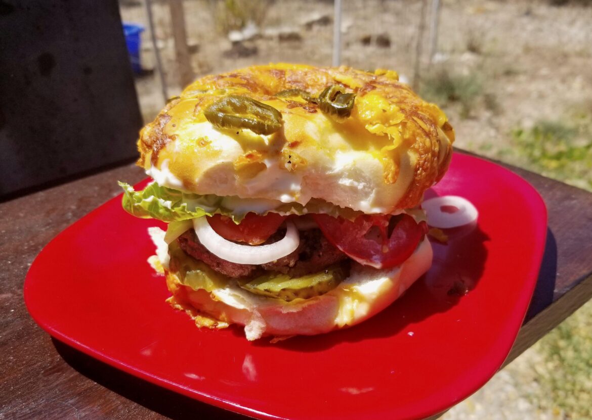 Jalapeno Cheese Bagel Burger for Breakfast