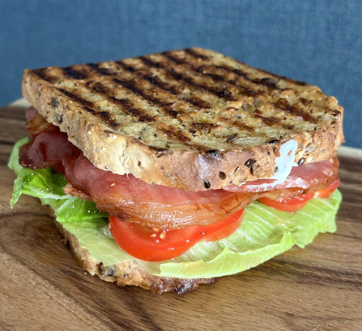 BLT on toasted multiseed.