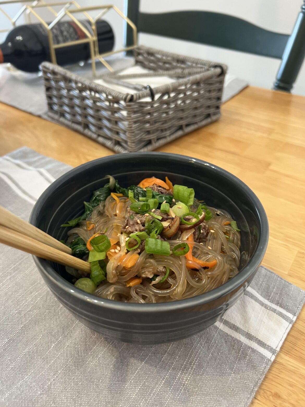 homemade beef japchae