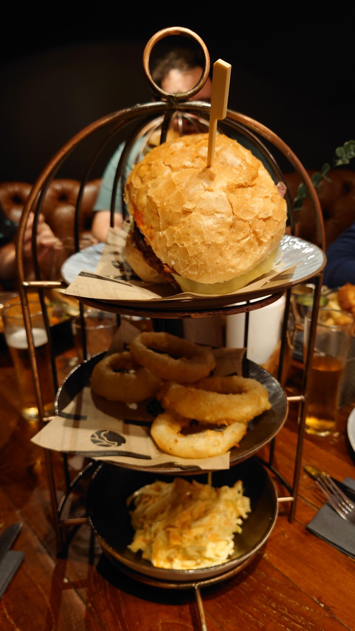 Burger in a bird cage