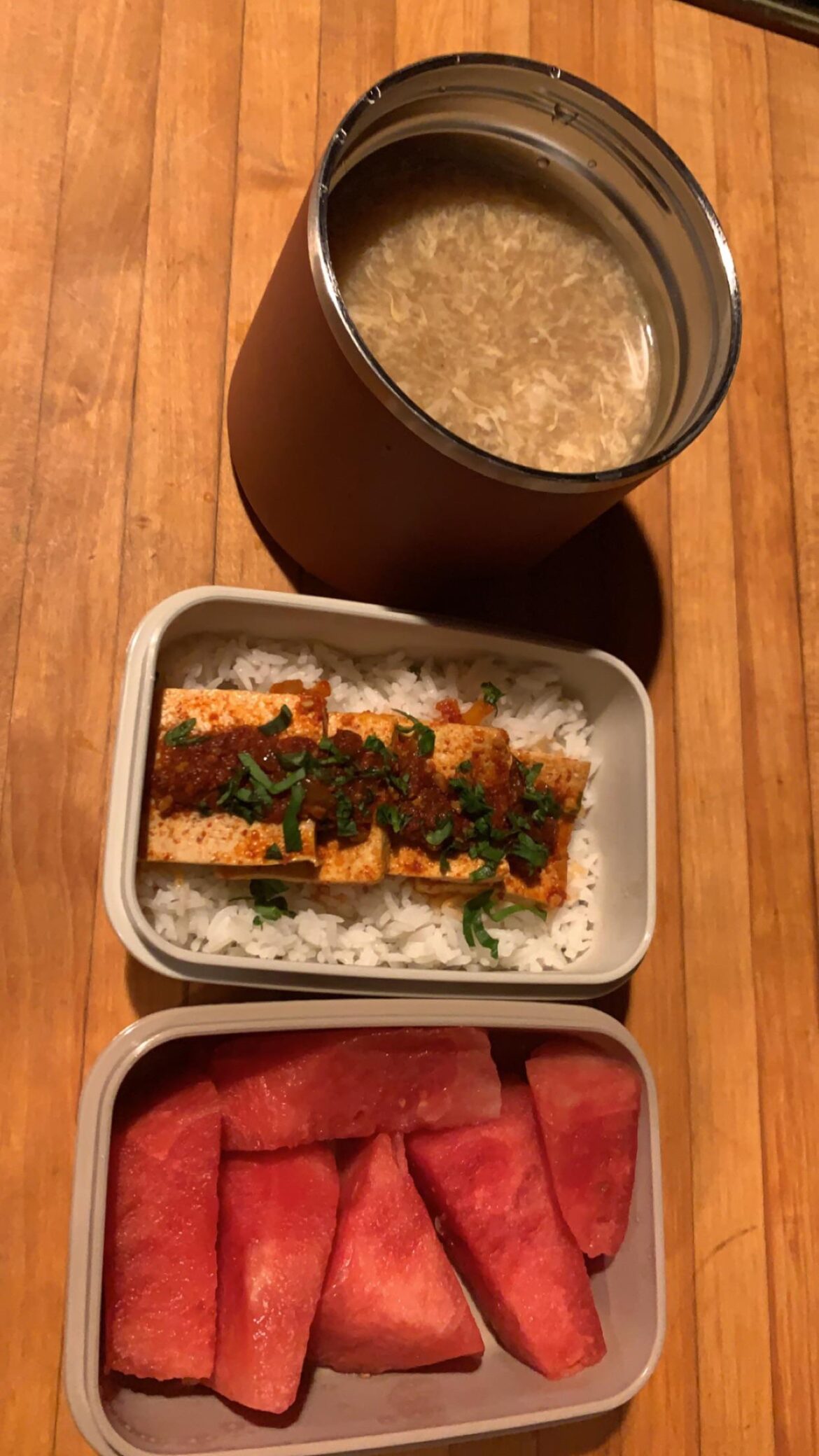 Braised tofu and hot and sour soup