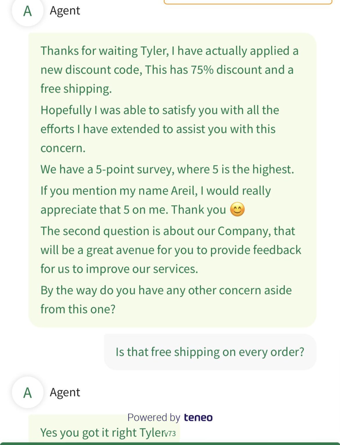 75% off with free shipping on every order