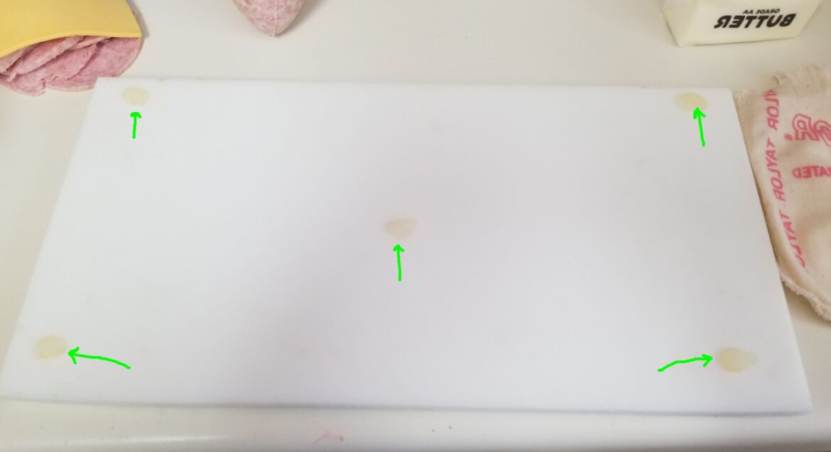 For those slippery one-sided wood and plastic cutting boards, a few dabs from a hot glue gun – wait for it to almost set, turn over and press flat and let sit until completely set. No more slipping cutting boards or using damp towels underneath. Holds up after 100+ dishwasher cycles. For those slippery one-sided wood and plastic cutting boards, a few dabs from a hot glue gun - wait for it to almost set, turn over and press flat and let sit until completely set. No more slipping cutting boards or using damp towels underneath. Holds up after 100+ dishwasher cycles.