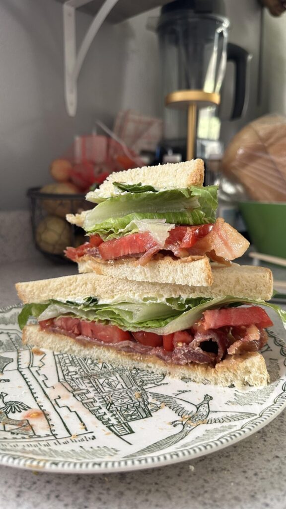 First tomato of the season goes straight into a BLT (+ p.b.)