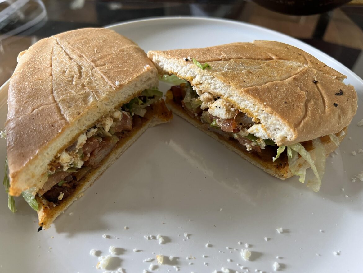 Leftover homemade Al Pastor = Torta Time