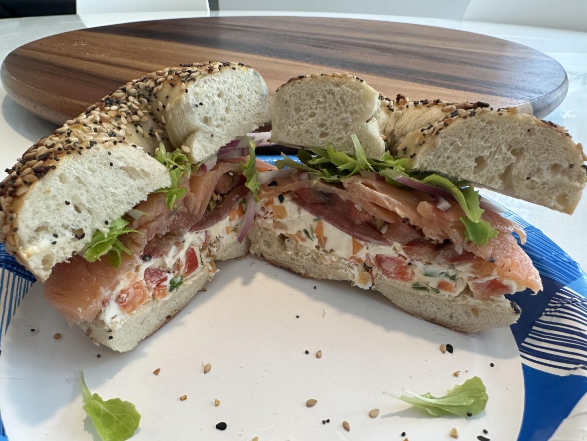 Bagel sandwich with all the fixins