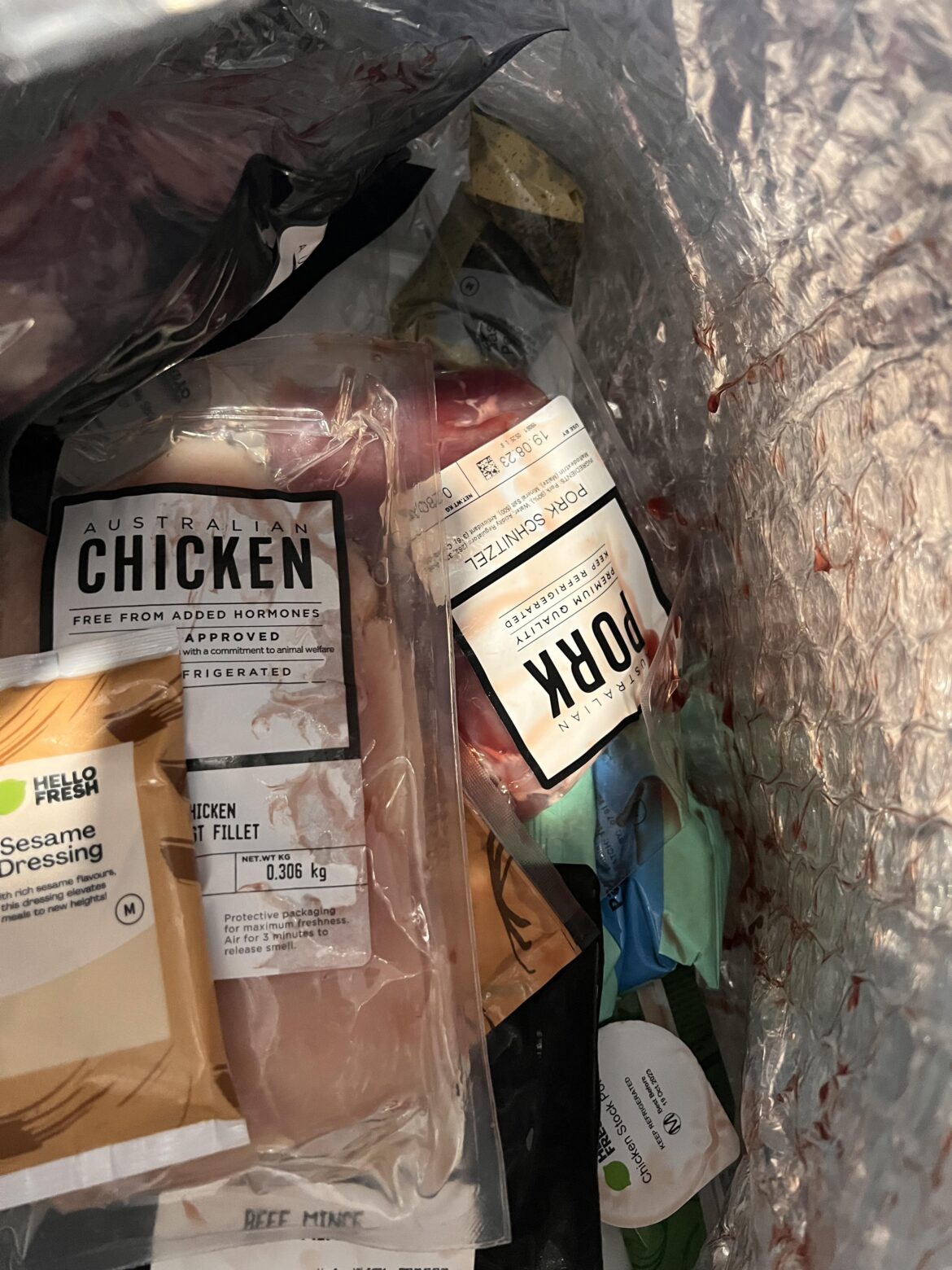 Was excited for my box this week… Blood everywhere due to poor seal 🤮