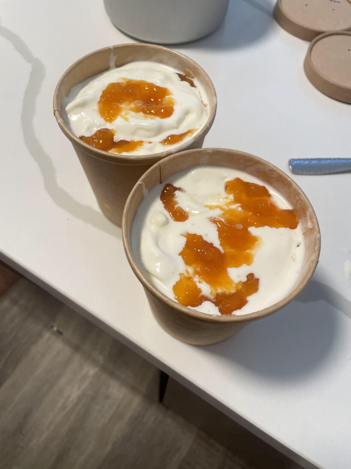 Croissant Ice Cream w/ Peach Jam