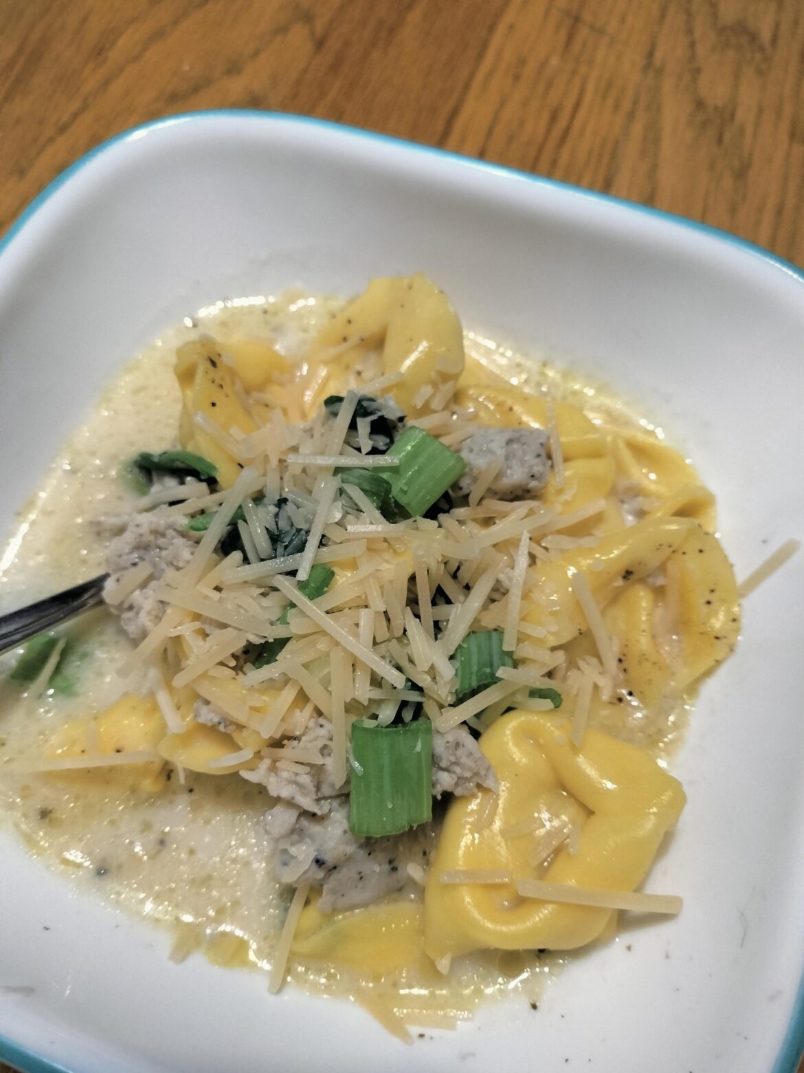 Creamy chicken sausage and tortellini soup.. tasty but very heavy 9/10