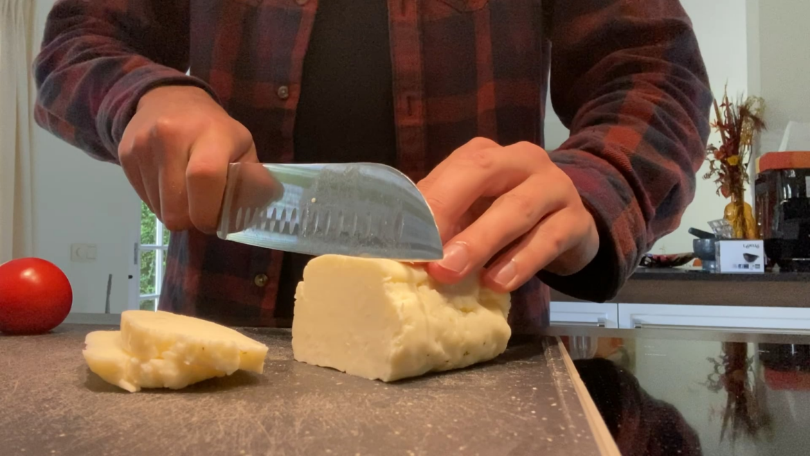 Halloumi and chorizo sandwiches with balsamic tomatoes, avocado and arugula