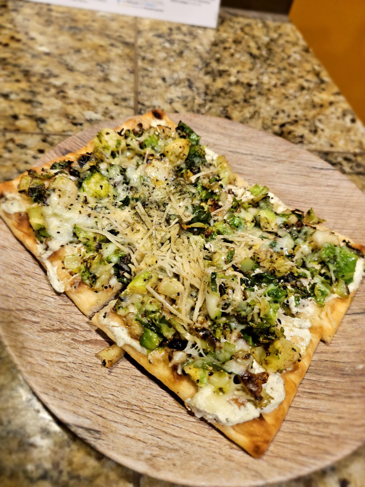 Hot Honey Brussels & Ricotta Flatbreads are so good! Highly recommend