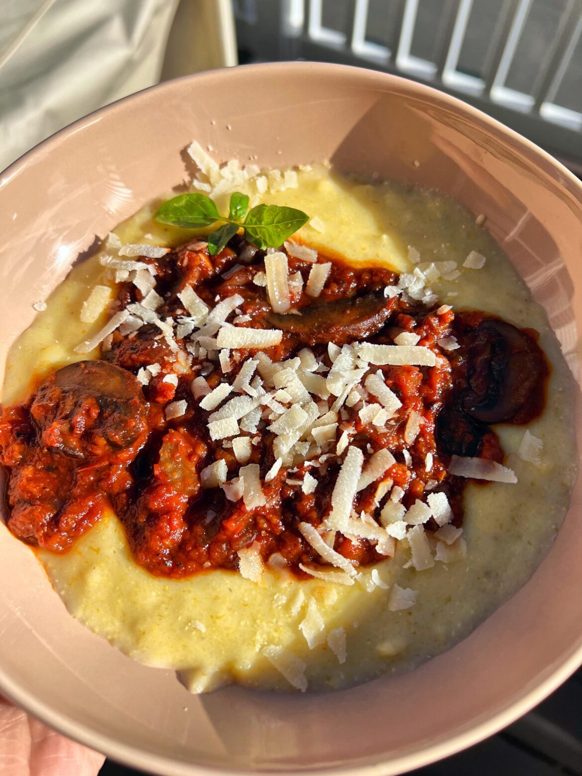 mushroom ragu with creamy polenta