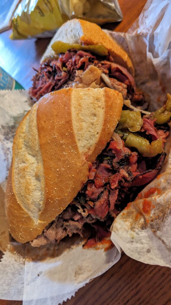 Eastside Italian Deli, DTLA - #7 Roast Beef + Pastrami, Cheese, Peppers ($16.95)