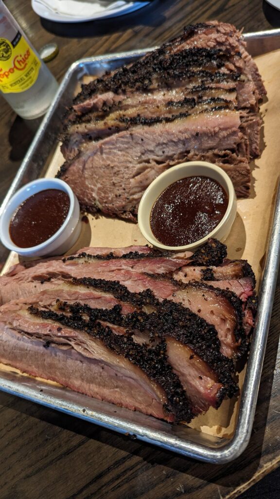 Bludso's BBQ, North La Brea location - Brisket [2 lbs] ($24 per half LB), Lean Brisket [1 lbs] ($25 per half LB), Potato Salad [half pint] ($7)
