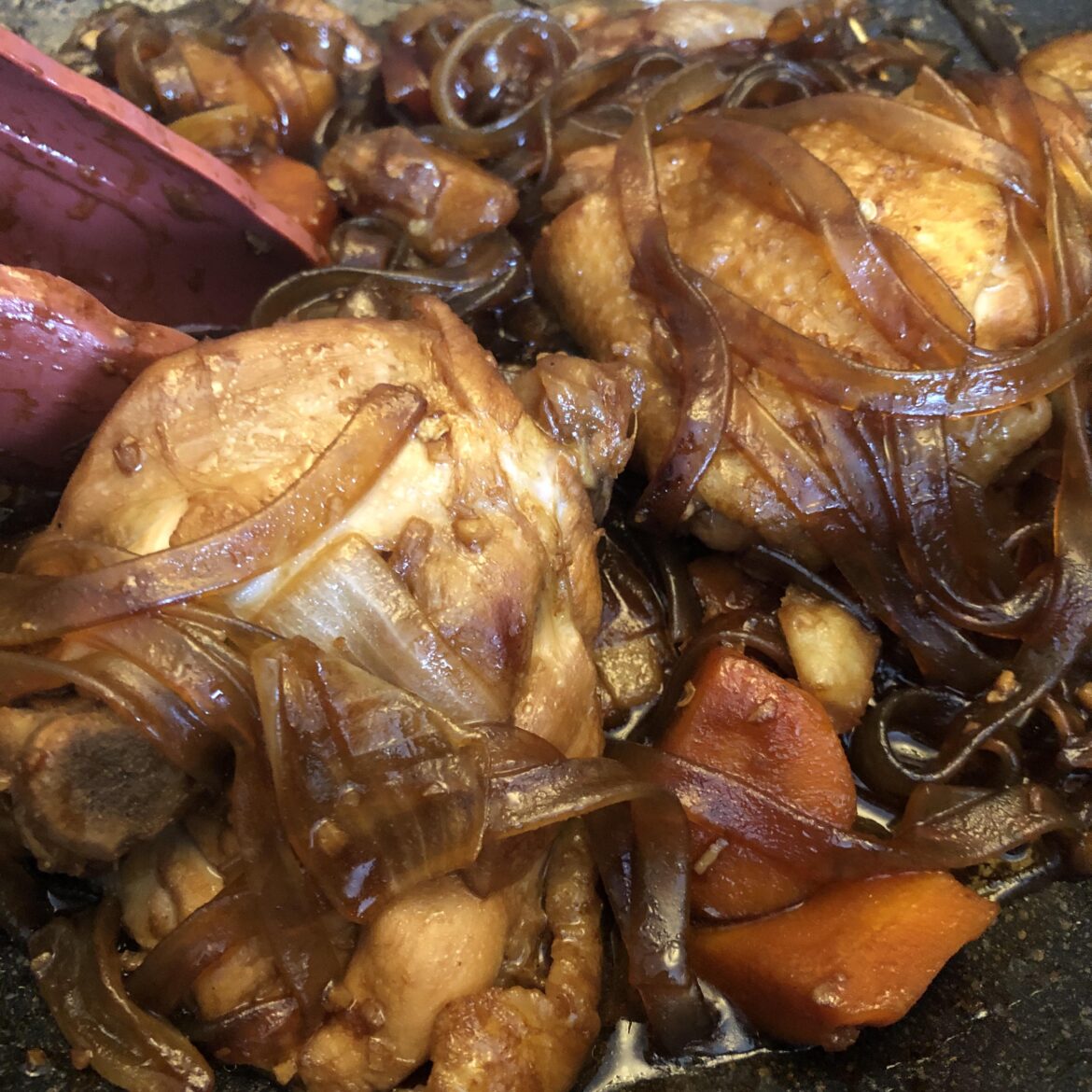 Jjimdak 찜닭 (Soy braised chicken with flat glass noodle)