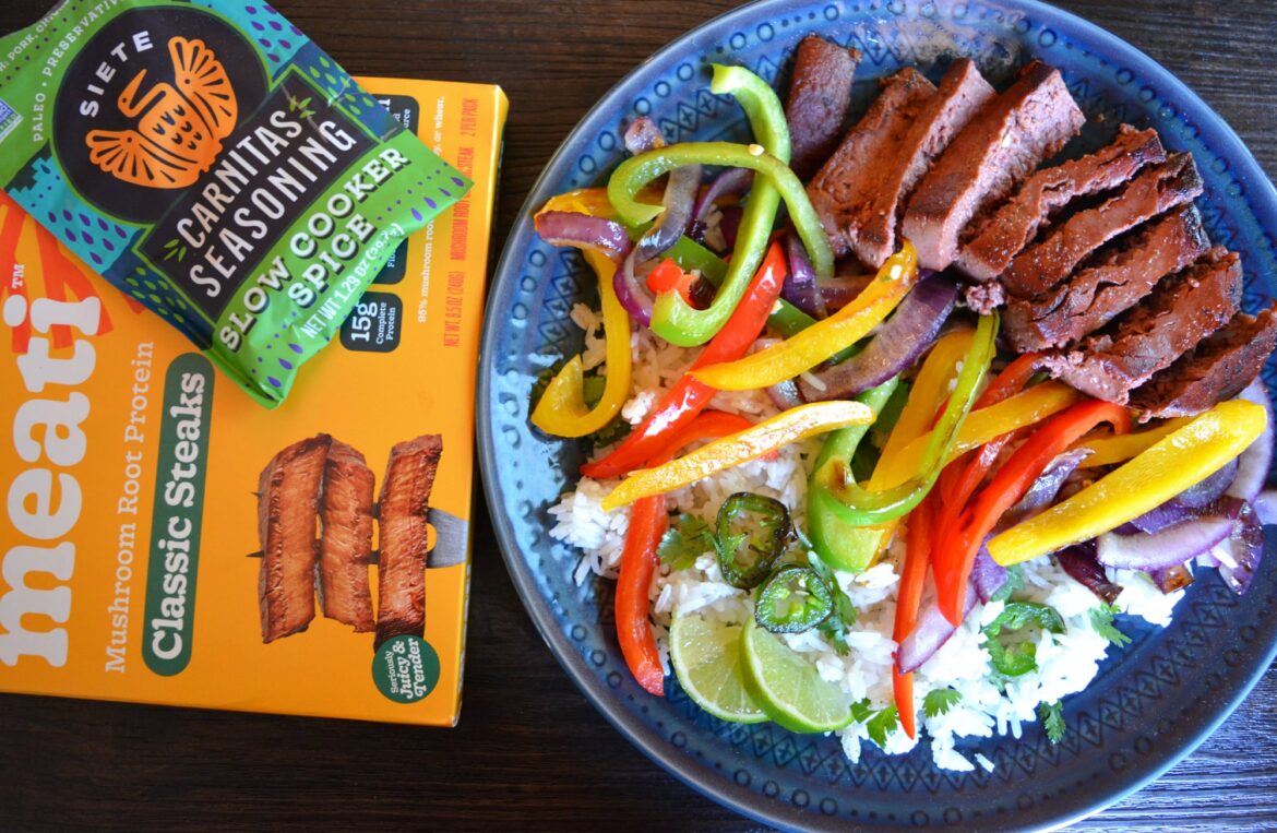 334 cals, 20 g protein for my Meati mushroom steak dinner. The Siete carnitas seasoning paired so well with the meati. It was delicious.