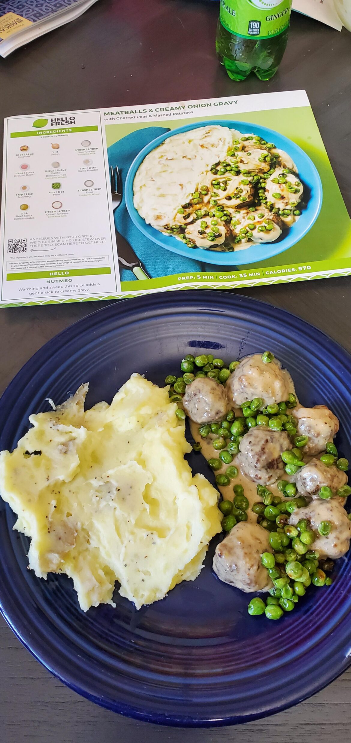 Meatballs and creamy onion gravy