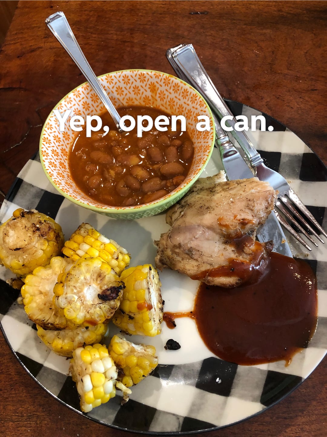 Baked Chicken Thighs, Corn Nibs, Ranch Beans Dining and Cooking
