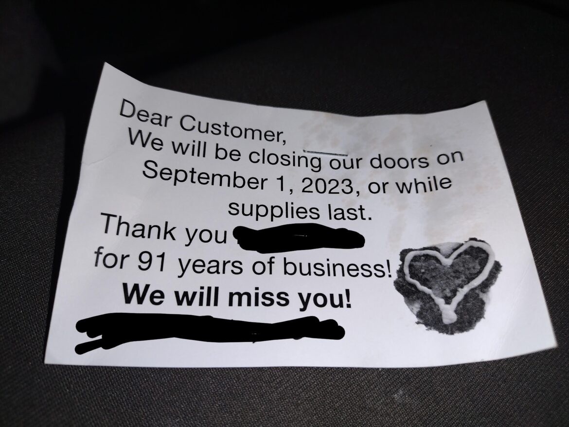 The best local burger place in my town is closing, it's been here so long my grandma uses to go eat there after school!