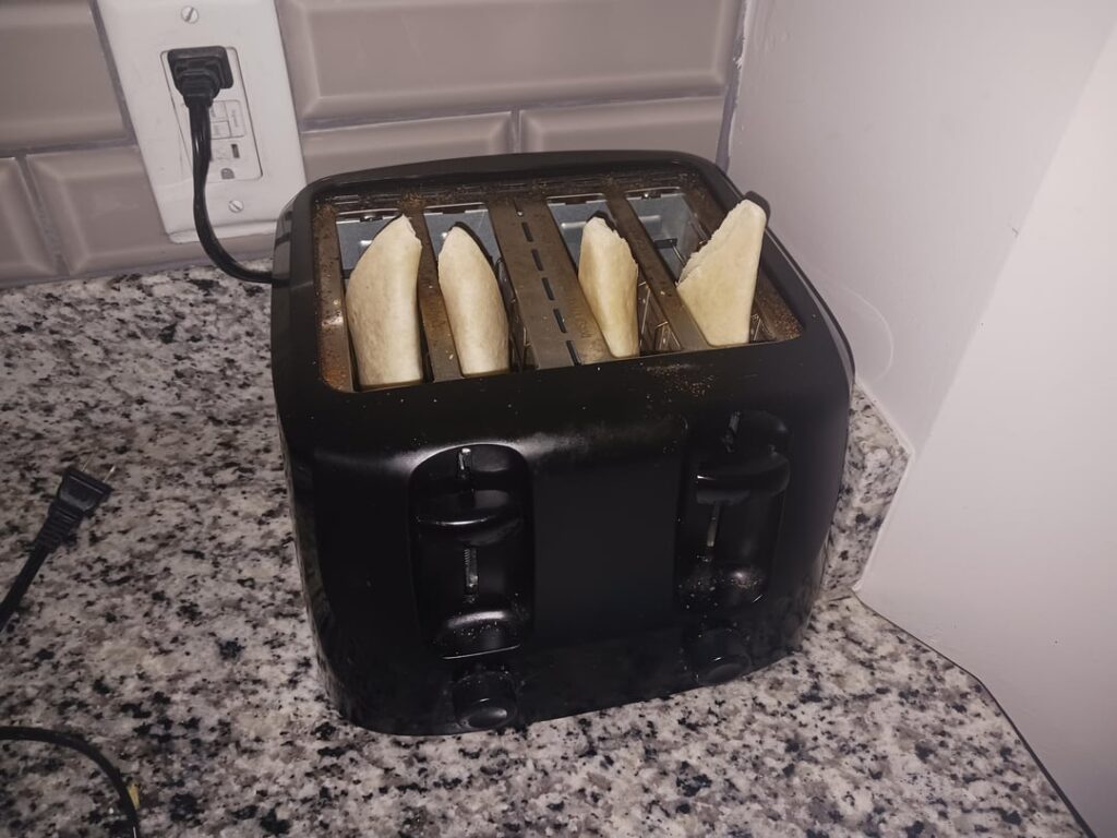 Sometimes I heat up tortillas in the toaster.