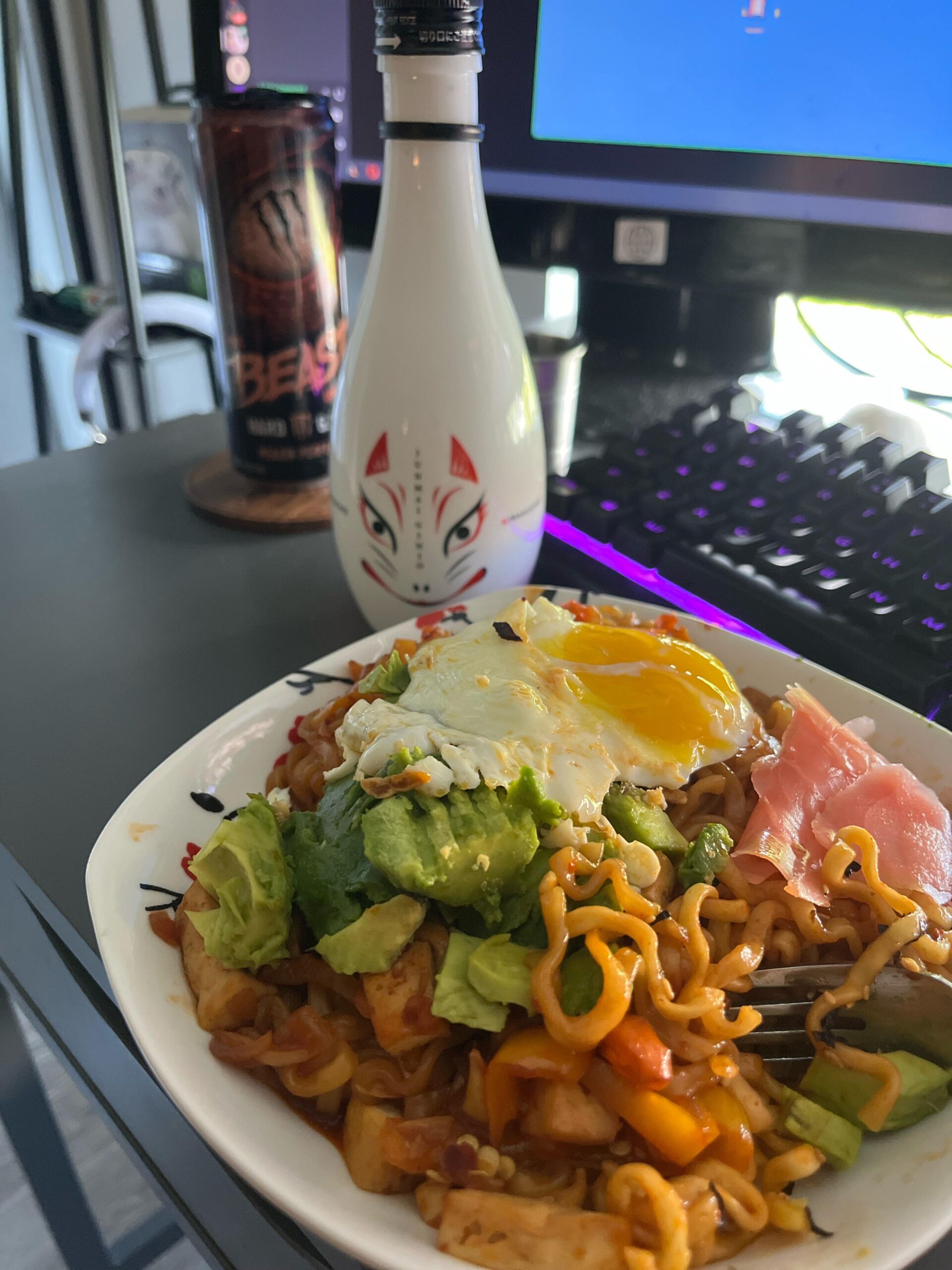 Extremely spicy noodles, sake, and a seltzer called The Beast Dining