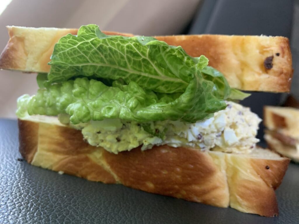 Another challah sammy, a simple egg salad and lettuce.
