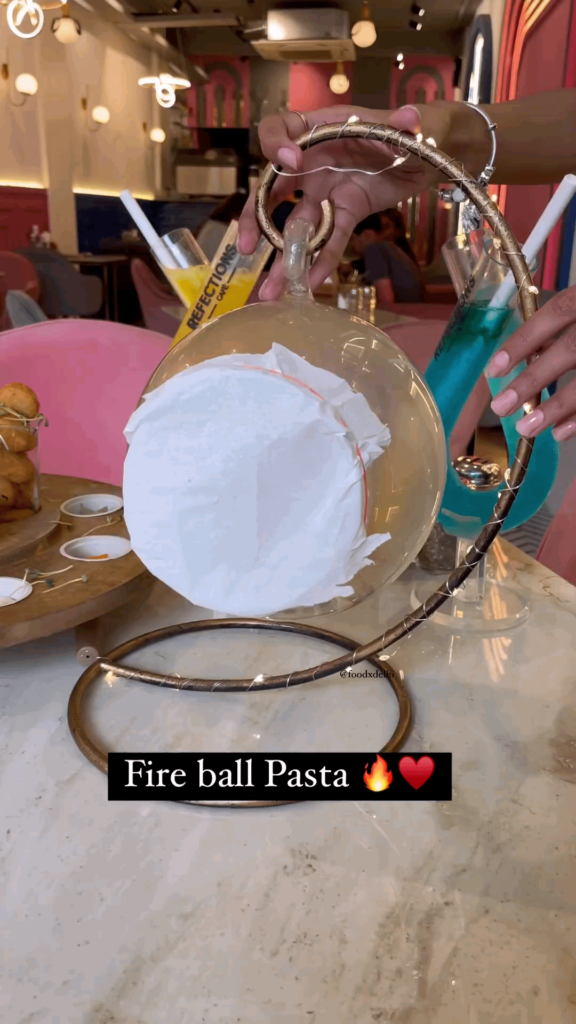 Pasta on a swing and set on fire