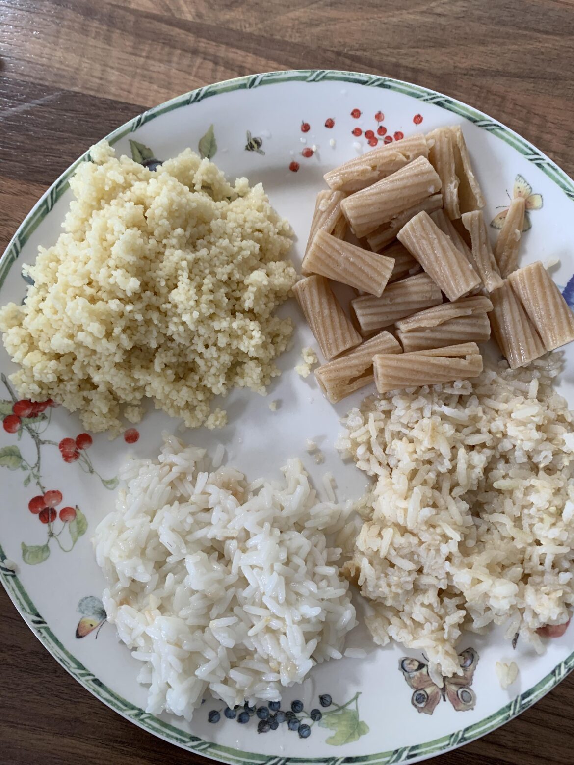 Comparison different types of carbs