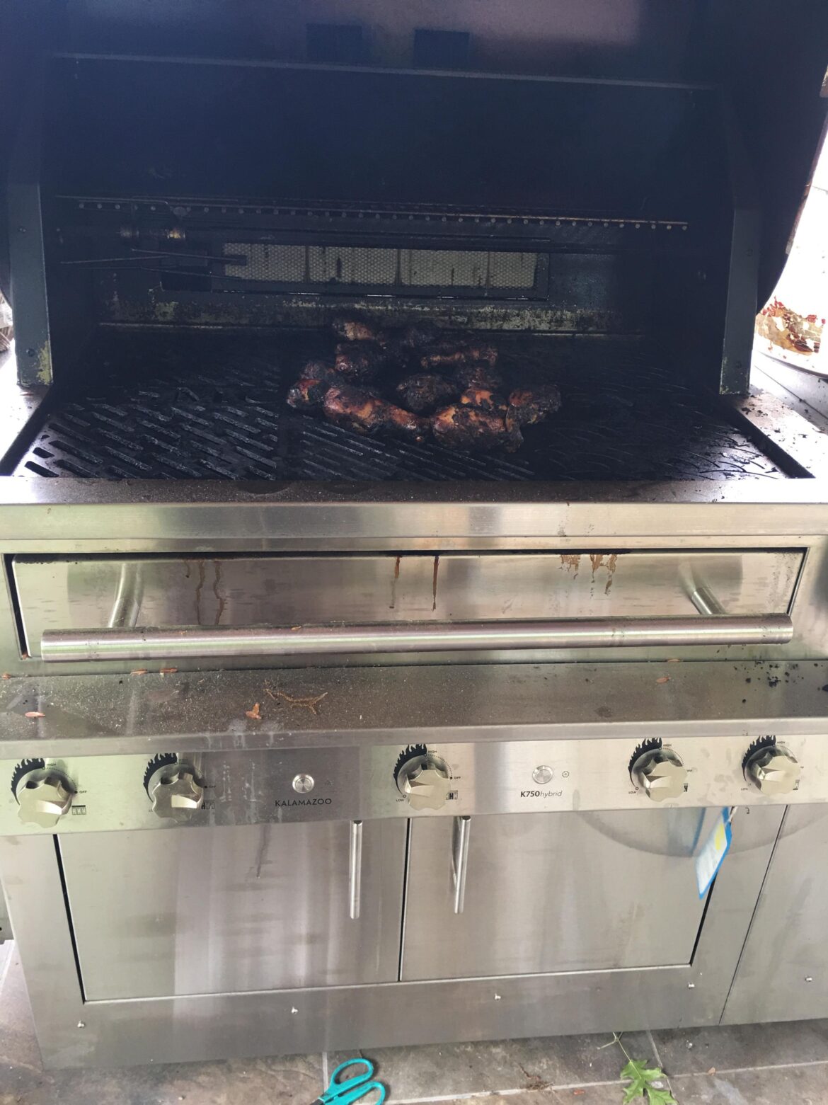 Nothing like opening your grill to find 4 day old burned chicken your son and his friends left from Sunday!