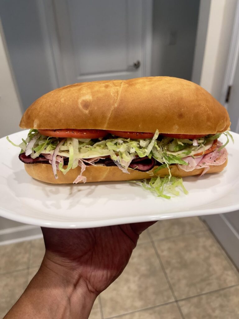 Pastrami, honey ham and pepperoni hoagie