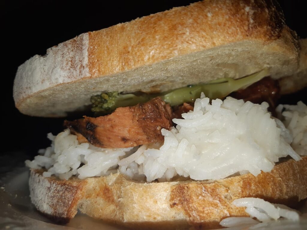Pork and Rice Sandwich (with gatorade on the side)