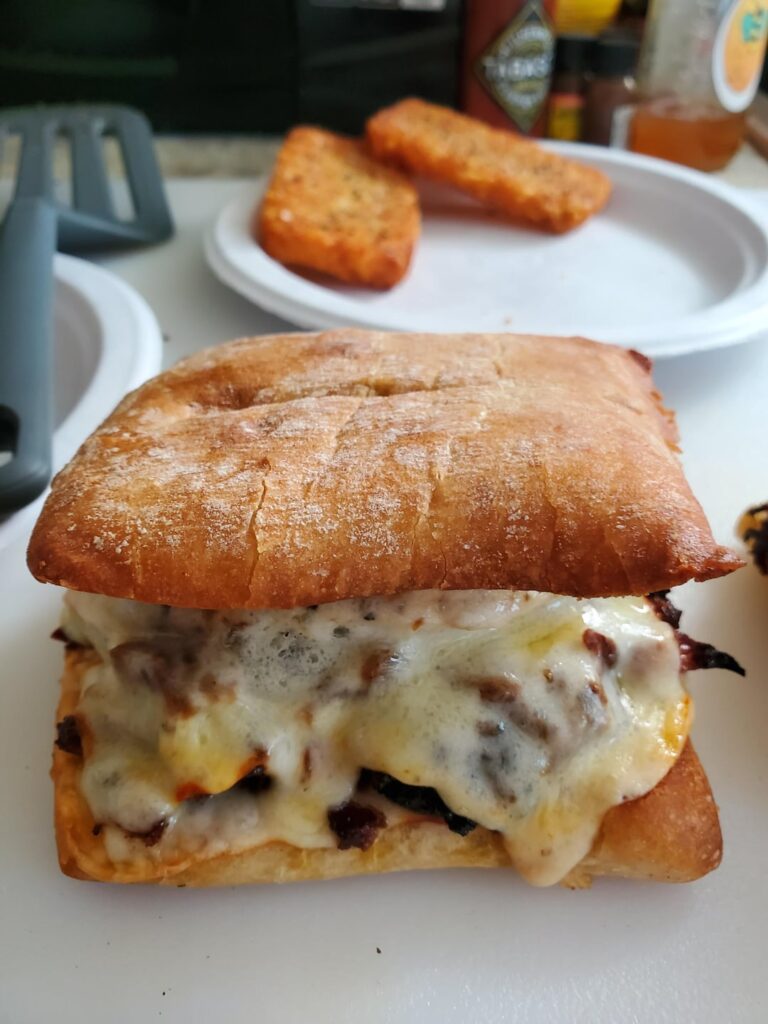 Hot Honey Glazed Smoked Pork Breakfast Sammie