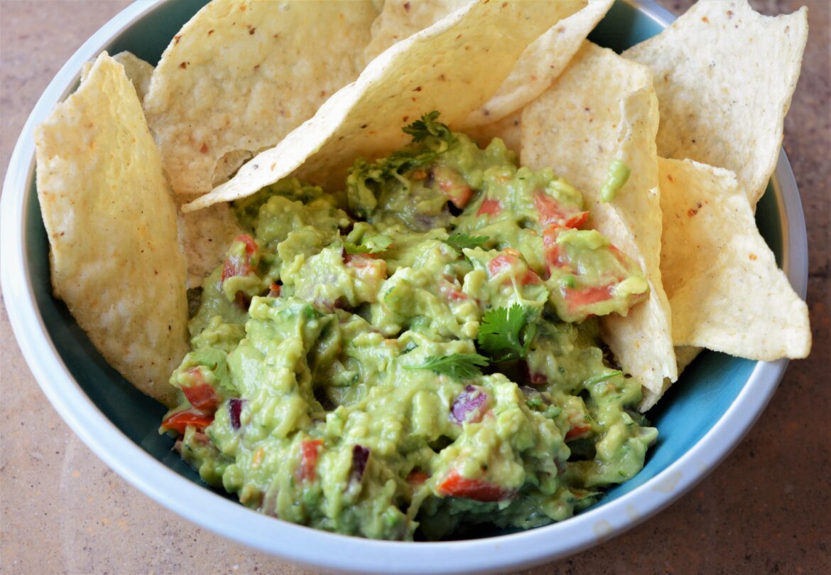 Lower calorie guac. Only 153 cals, added a little shredded zucchini for volume.