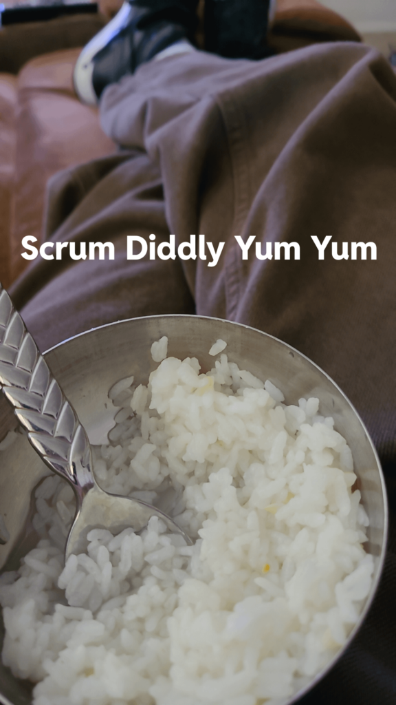 White rice with pickle juice...