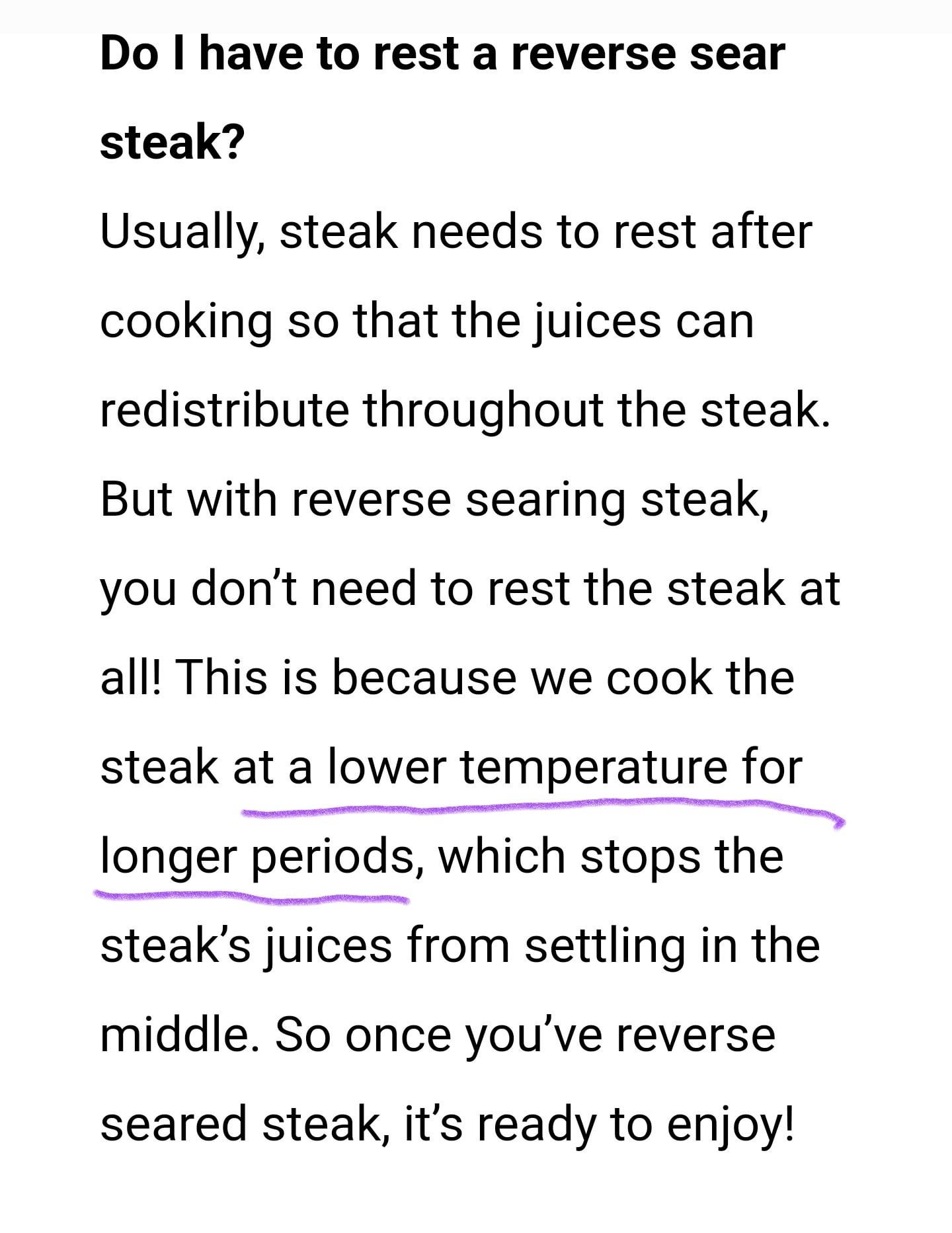 Why reverse seared meat does not need the resting but brisket does