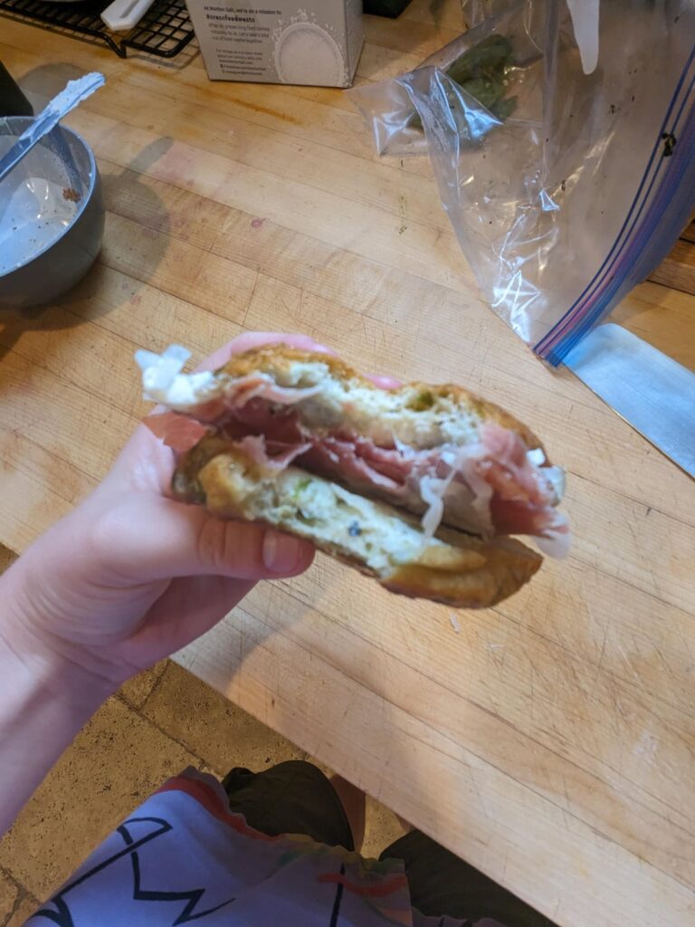 Homemade Hatch Chile Bagel Sandwich