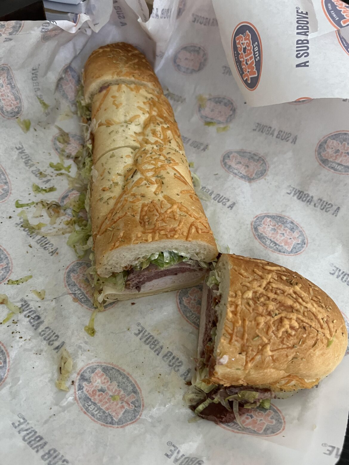 Not homemade, but still my favorite - Roast beef, turkey, bacon, & Swiss on rosemary Parmesan