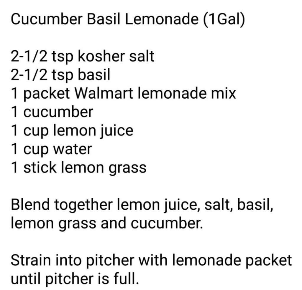 Cucumber Basil Lemonade (Stolen From C**e Life Eatery)