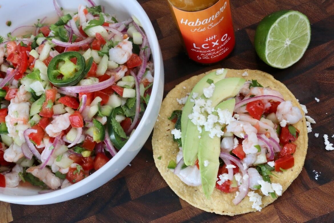 Fresh Prawn Ceviche Tostada